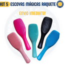 Kit 5 - Escovas Mágicas Raquete pra cabelo - Anti Frizz - De Desembaraçar Cabelo